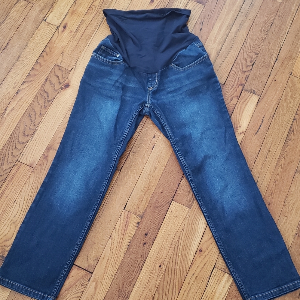 Women's small Indigo Blue full panel maternity jea